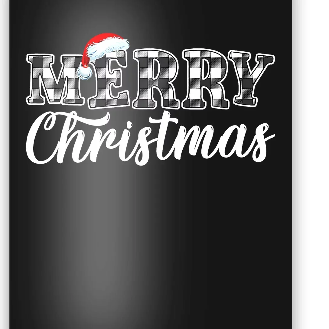 Merry Christmas Buffalo Black And White Plaid Poster