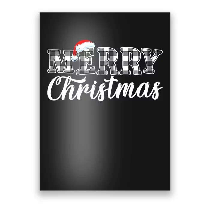 Merry Christmas Buffalo Black And White Plaid Poster