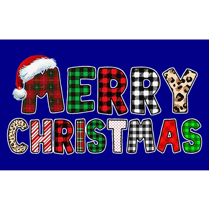 Merry Christmas Buffalo Plaid Red Green Leopard Funny Xmas Bumper Sticker