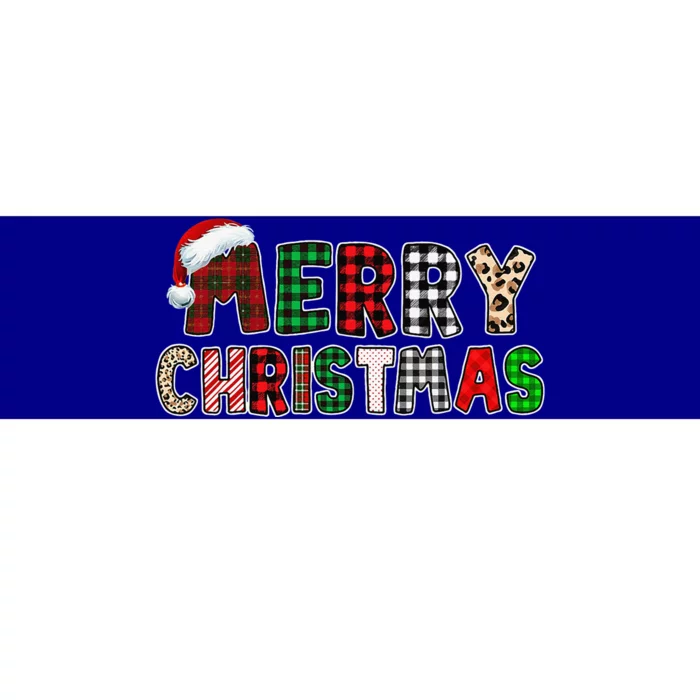 Merry Christmas Buffalo Plaid Red Green Leopard Funny Xmas Bumper Sticker