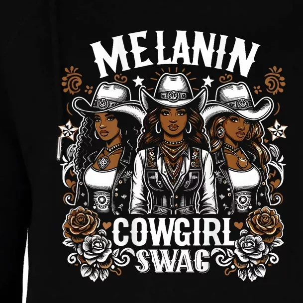 Melanin Cowgirls Black History African Melanin Cowgirl Swag Womens Funnel Neck Pullover Hood