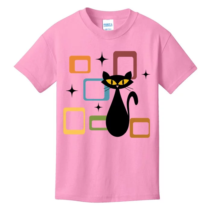 Mid Century Black Cat Kids T-Shirt