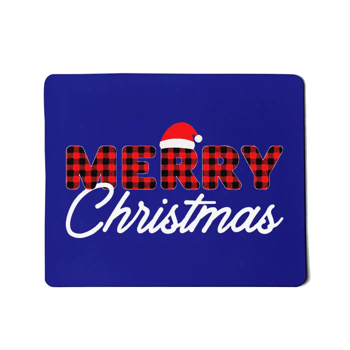 Merry Christmas Buffalo Plaid Red Santa Hat Pajamas Funny Mousepad