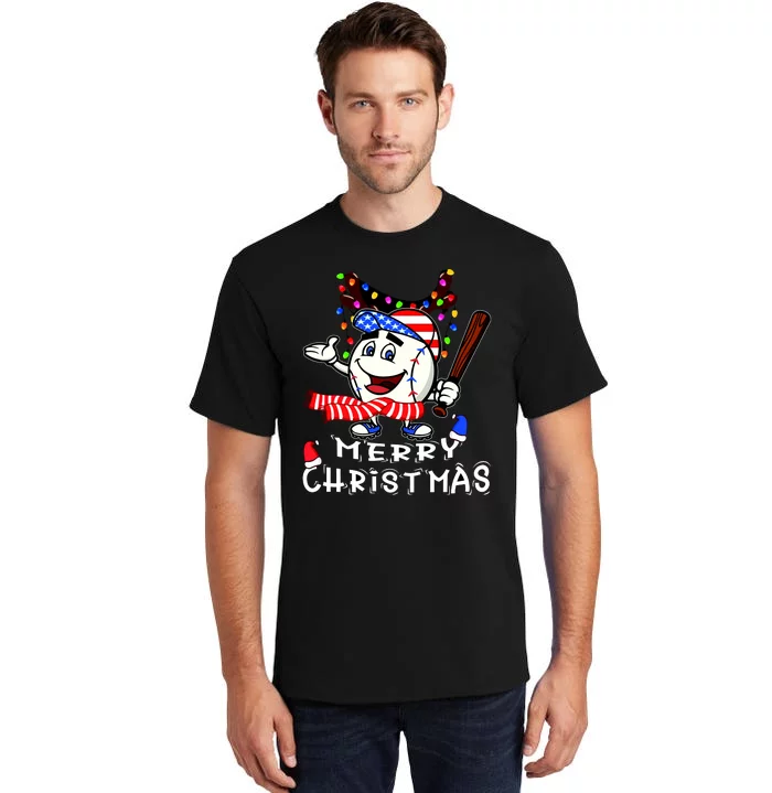 Merry Christmas Baseball Player Tall T-Shirt