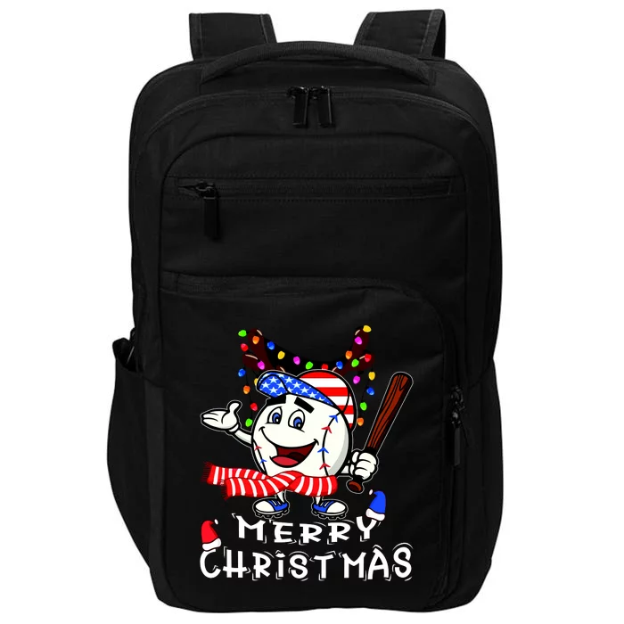 Merry Christmas Baseball Player Impact Tech Backpack