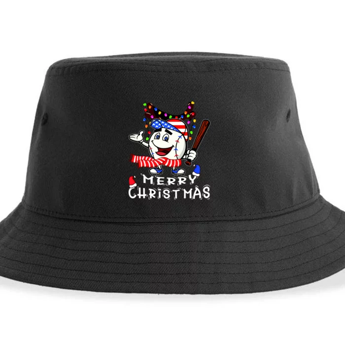 Merry Christmas Baseball Player Sustainable Bucket Hat