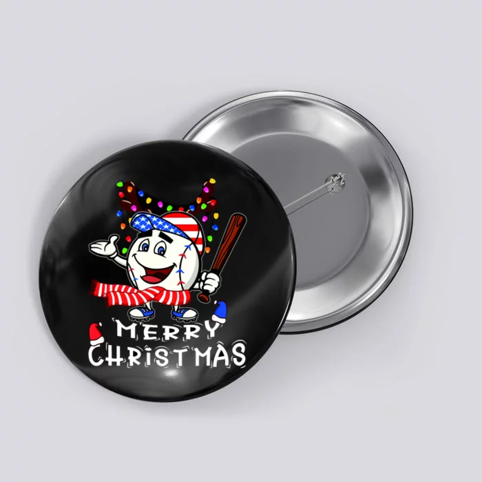 Merry Christmas Baseball Player Button