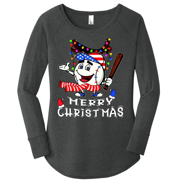 Merry Christmas Baseball Player Women's Perfect Tri Tunic Long Sleeve Shirt