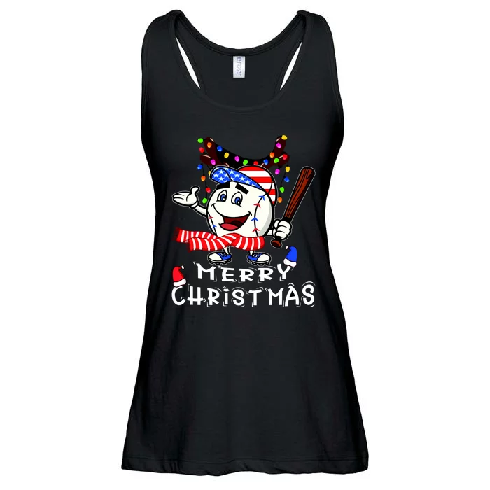 Merry Christmas Baseball Player Ladies Essential Flowy Tank