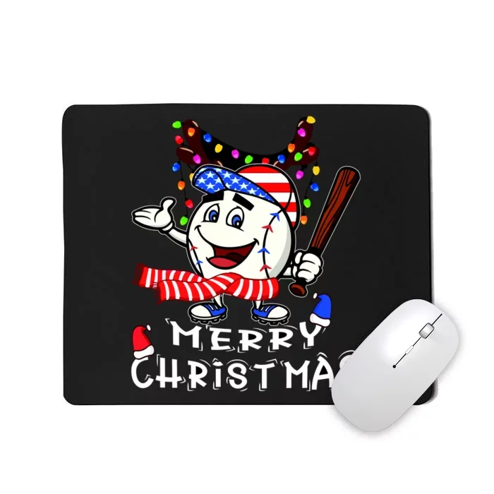 Merry Christmas Baseball Player Mousepad