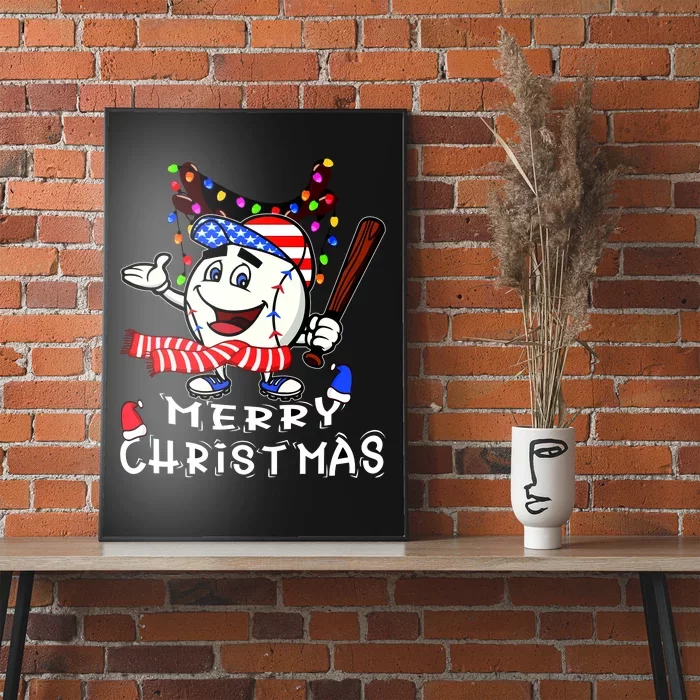 Merry Christmas Baseball Player Poster