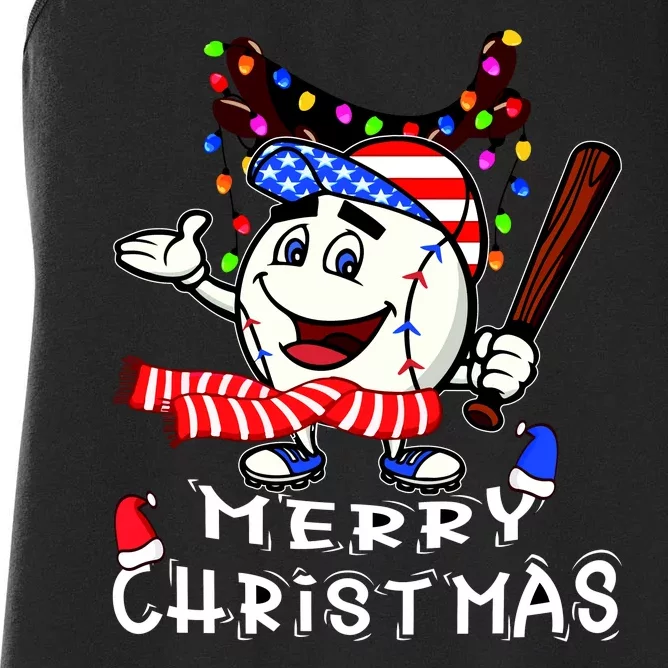 Merry Christmas Baseball Player Women's Racerback Tank