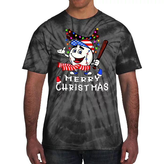 Merry Christmas Baseball Player Tie-Dye T-Shirt