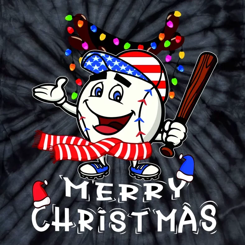 Merry Christmas Baseball Player Tie-Dye T-Shirt