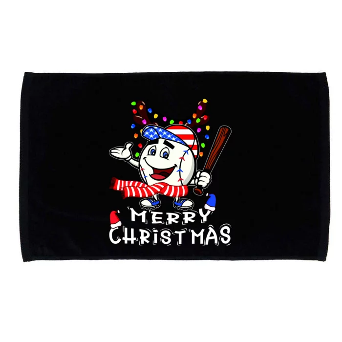 Merry Christmas Baseball Player Microfiber Hand Towel