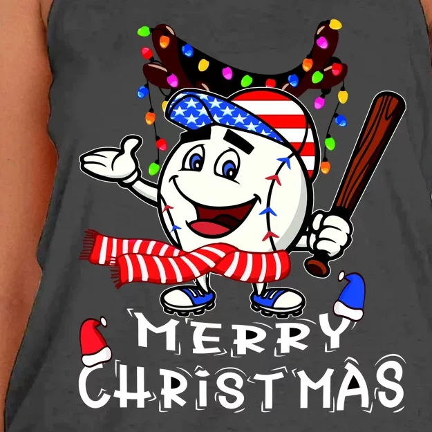 Merry Christmas Baseball Player Women's Knotted Racerback Tank