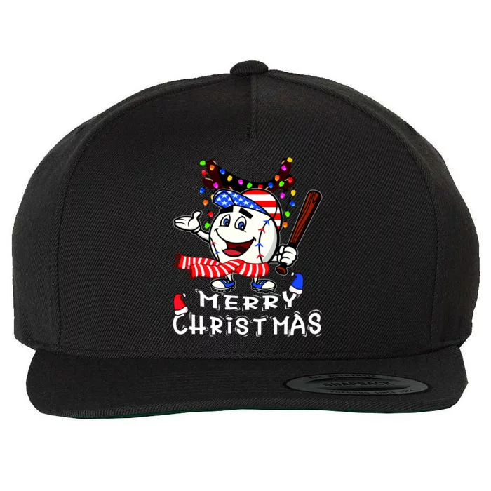 Merry Christmas Baseball Player Wool Snapback Cap