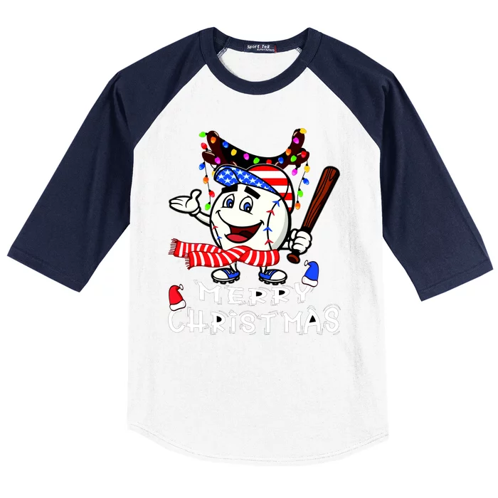 Merry Christmas Baseball Player Baseball Sleeve Shirt