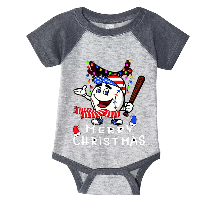 Merry Christmas Baseball Player Infant Baby Jersey Bodysuit