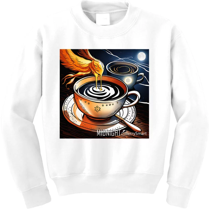 Midnight Coffee Break Second Wind Coffee Phoenix Kids Sweatshirt