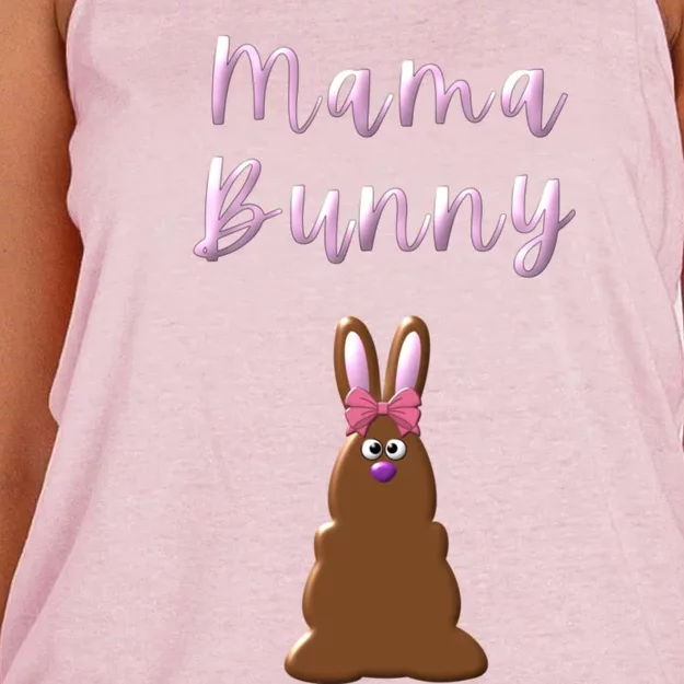 Mama Chocolate Bunny Rabbigift Funny Easter Mom Quote Cool Gift Women's Knotted Racerback Tank