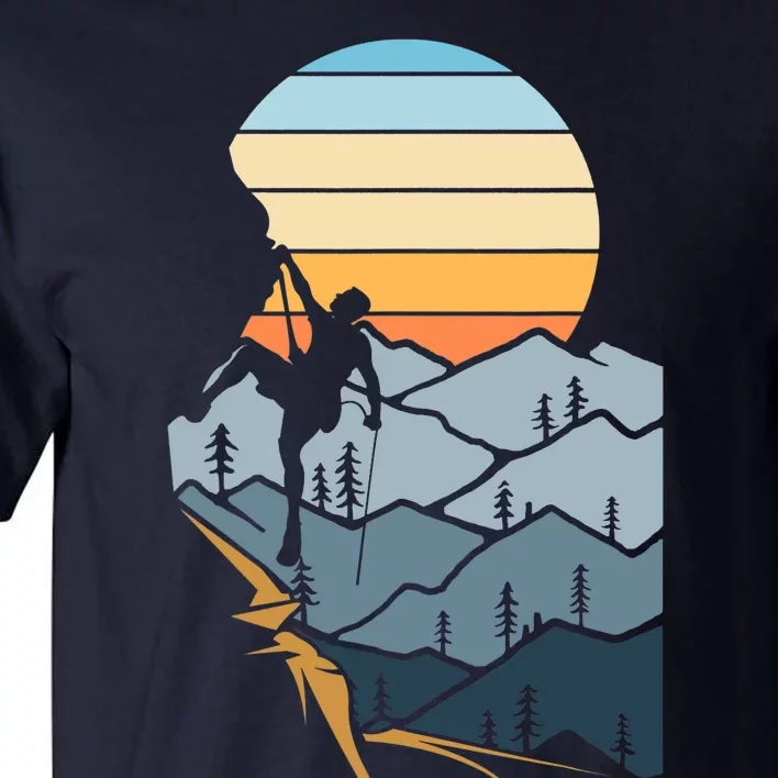 Mountain Climber Boulder Sports Hobby Retro Rock Climbing Tall T-Shirt