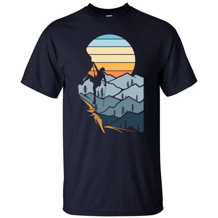 Mountain Climber Boulder Sports Hobby Retro Rock Climbing Tall T-Shirt