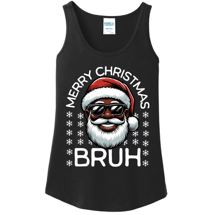 Merry Christmas Bruh Funny Christmas Santa Claus Ladies Essential Tank