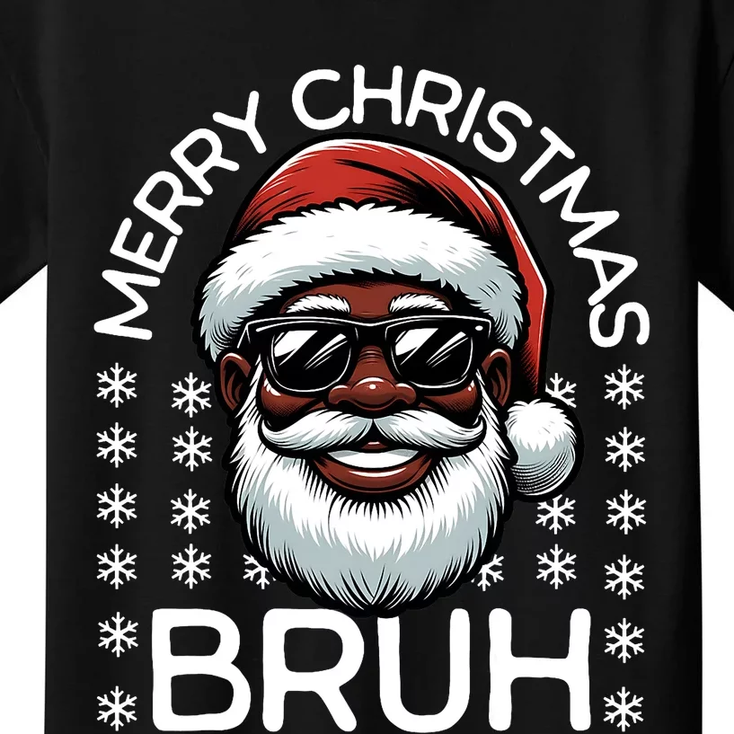 Merry Christmas Bruh Funny Christmas Santa Claus Kids T-Shirt