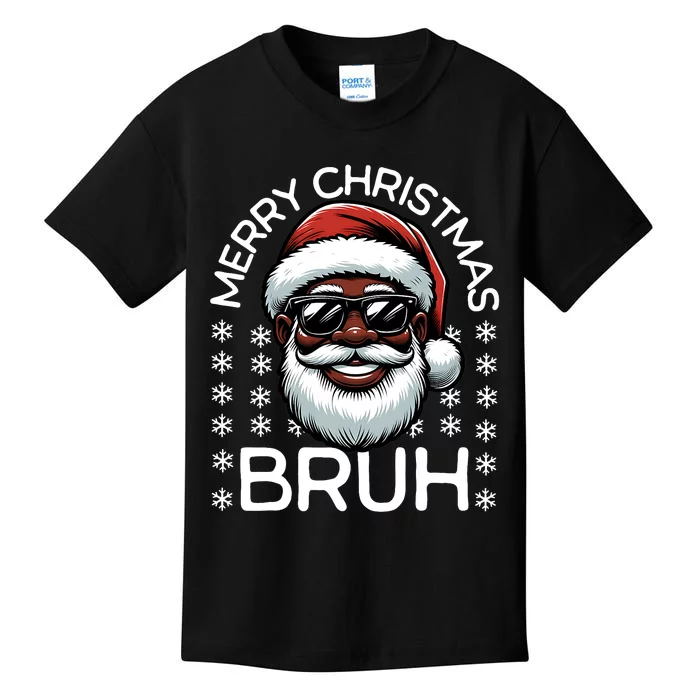 Merry Christmas Bruh Funny Christmas Santa Claus Kids T-Shirt