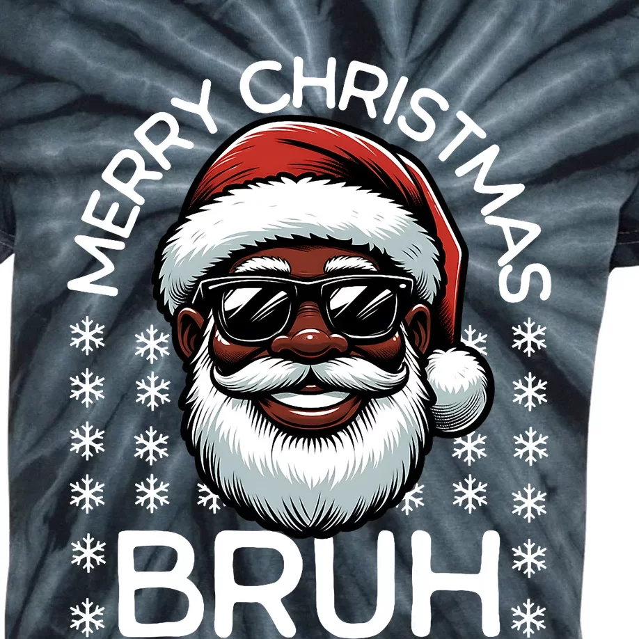 Merry Christmas Bruh Funny Christmas Santa Claus Kids Tie-Dye T-Shirt