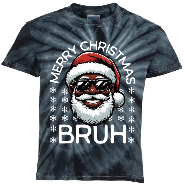 Merry Christmas Bruh Funny Christmas Santa Claus Kids Tie-Dye T-Shirt