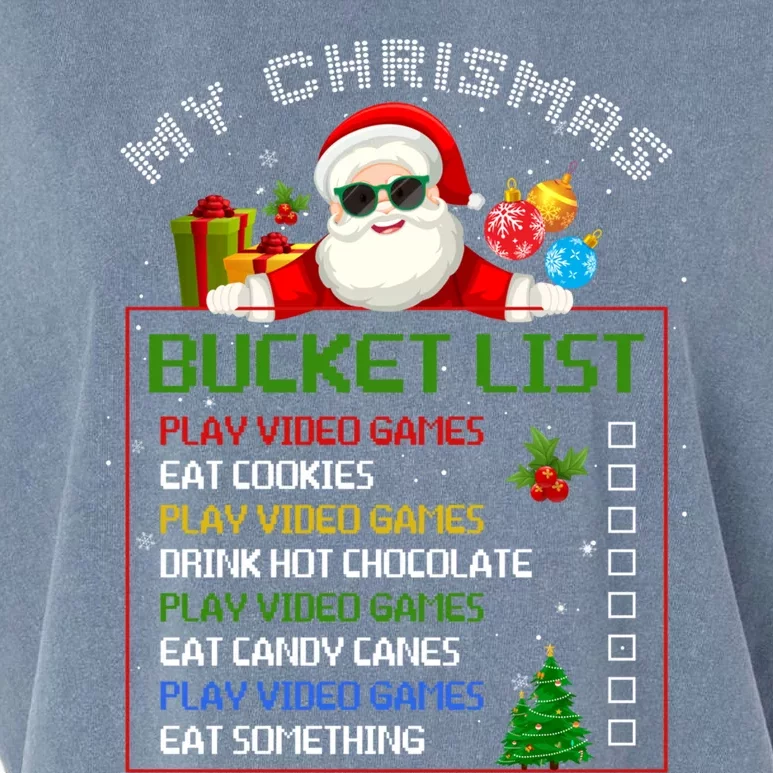 My Christmas Bucket List Santa Gamer Xmas Holiday Party Funny Gift Garment-Dyed Women's Muscle Tee