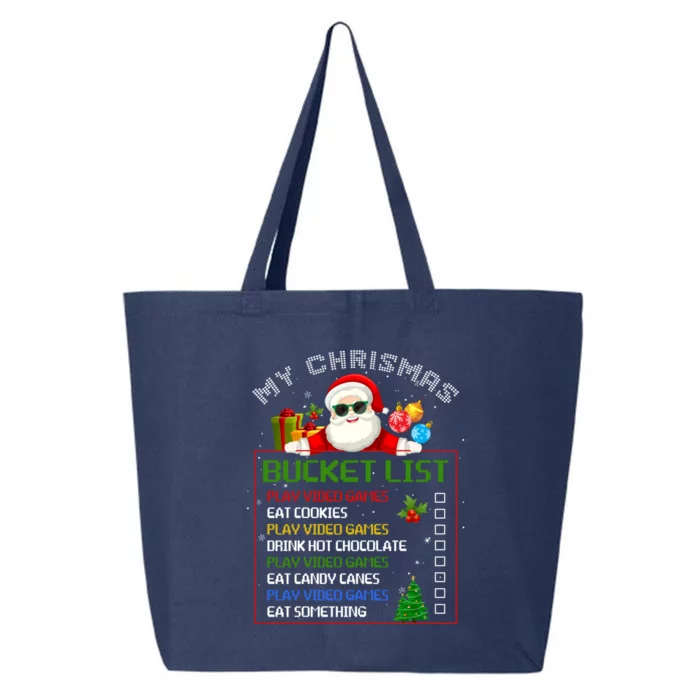 My Christmas Bucket List Santa Gamer Xmas Holiday Party Funny Gift 25L Jumbo Tote