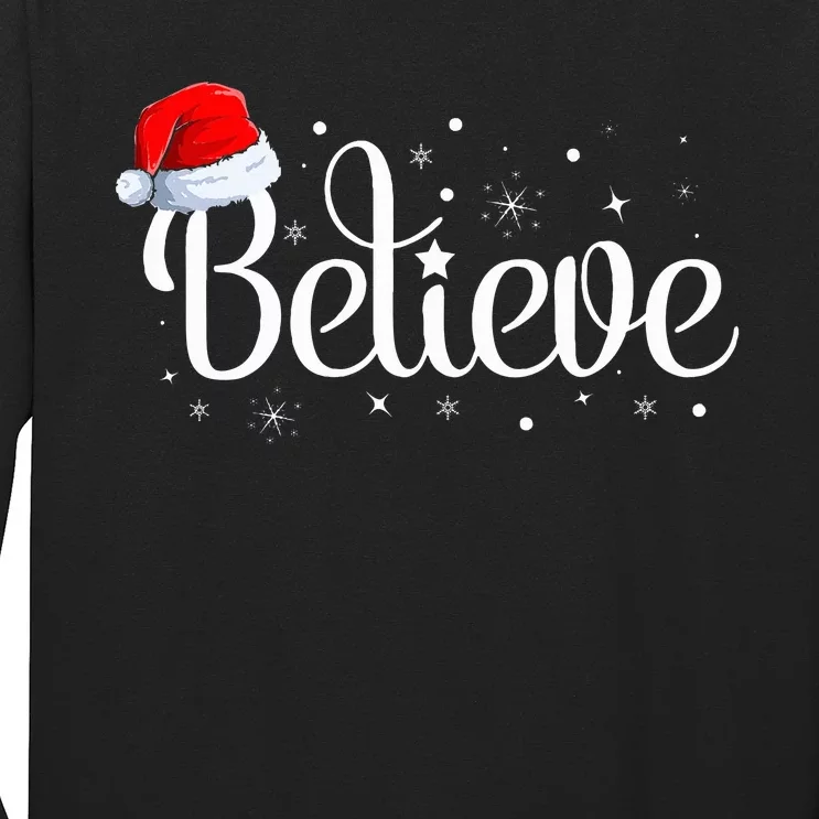 Merry Christmas Believe in Santa Claus Family Pajamas Long Sleeve Shirt