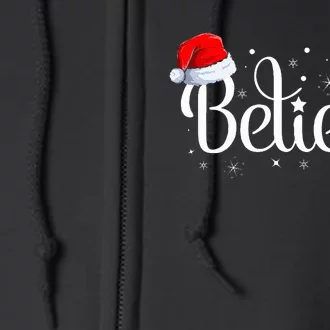 Merry Christmas Believe in Santa Claus Family Pajamas Full Zip Hoodie