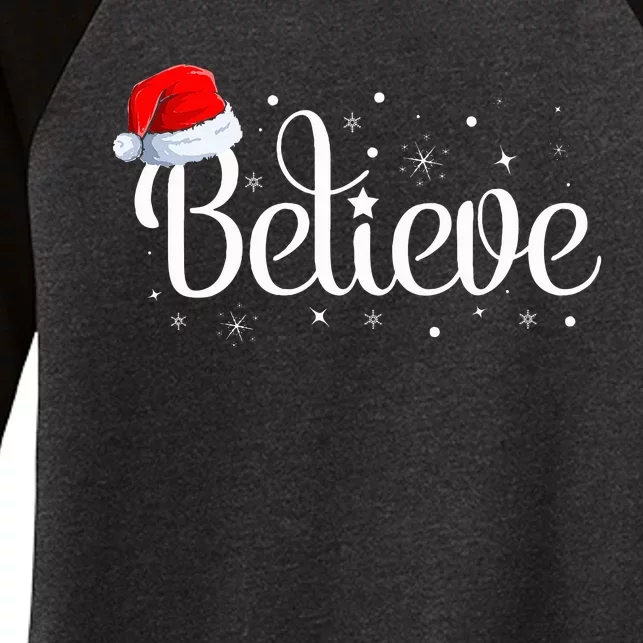 Merry Christmas Believe in Santa Claus Family Pajamas Women's Tri-Blend 3/4-Sleeve Raglan Shirt