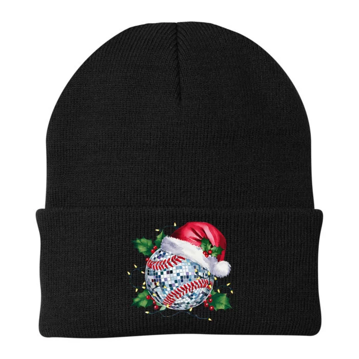 Merry Christmas Baseball Disco Ball Santa Hat Xmas Light Knit Cap Winter Beanie