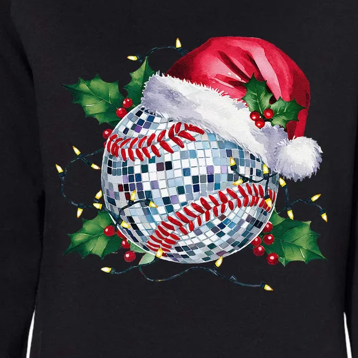 Merry Christmas Baseball Disco Ball Santa Hat Xmas Light Womens California Wash Sweatshirt