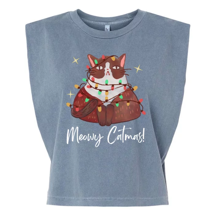 Merry Christmas Cat Meow Garment-Dyed Women's Muscle Tee