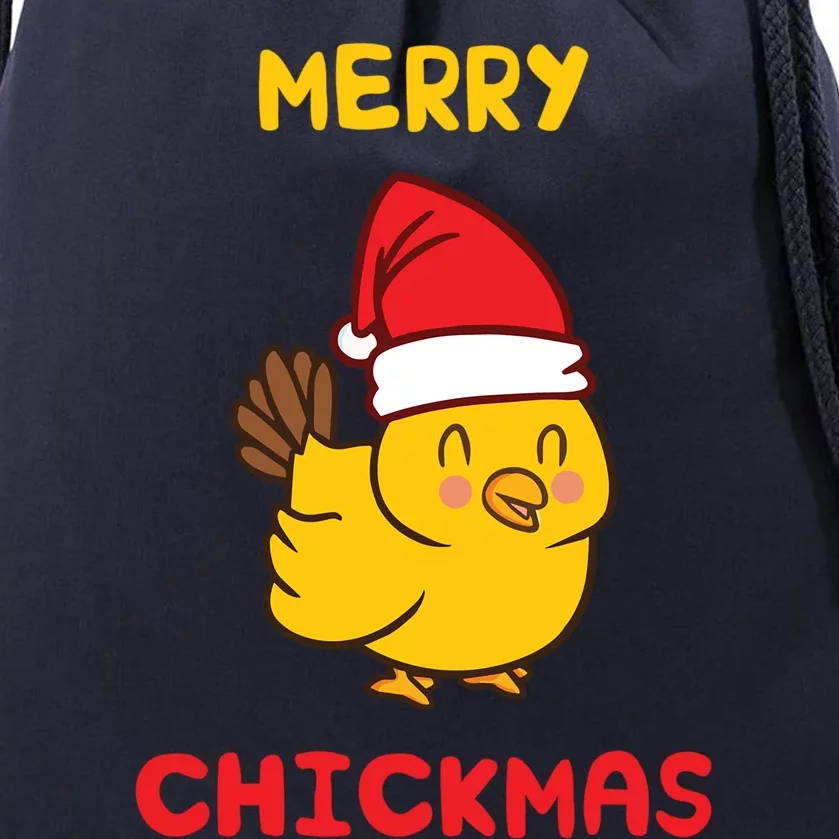 Merry Chickmas Cute Baby Chick Farm Christmas Funny Gift For Gift Drawstring Bag