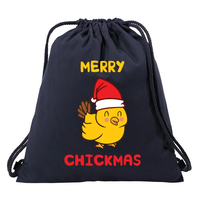 Merry Chickmas Cute Baby Chick Farm Christmas Funny Gift For Gift Drawstring Bag