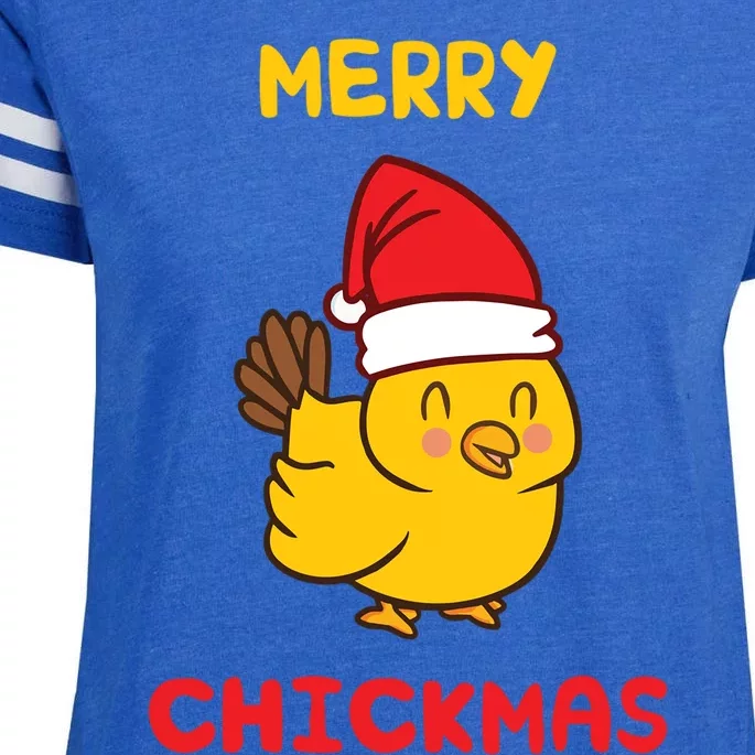 Merry Chickmas Cute Baby Chick Farm Christmas Funny Gift For Gift Enza Ladies Jersey Football T-Shirt