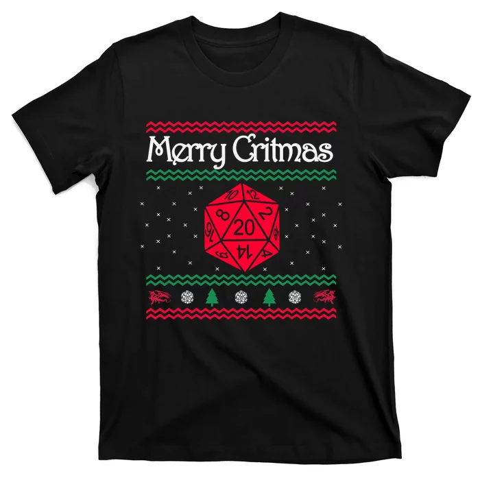 Merry Critmas Christmas D20 Rpg Board Game Role Play T-Shirt