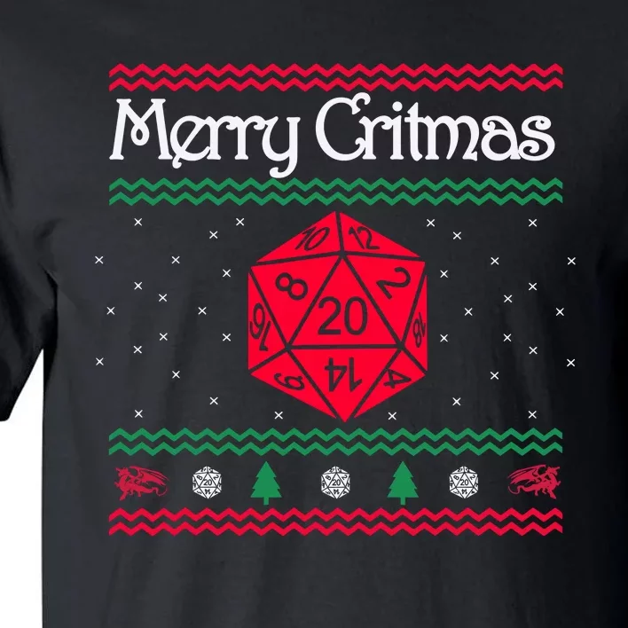 Merry Critmas Christmas D20 Rpg Board Game Role Play Tall T-Shirt