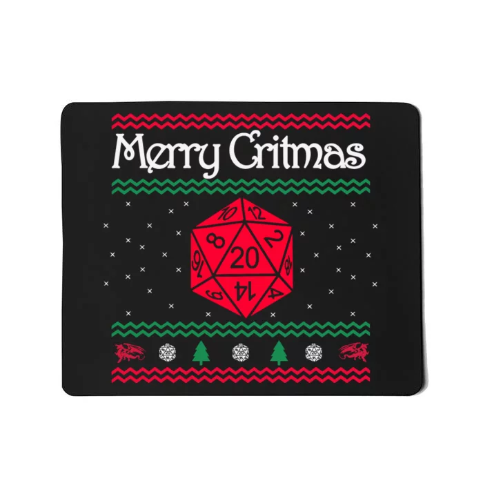 Merry Critmas Christmas D20 Rpg Board Game Role Play Mousepad