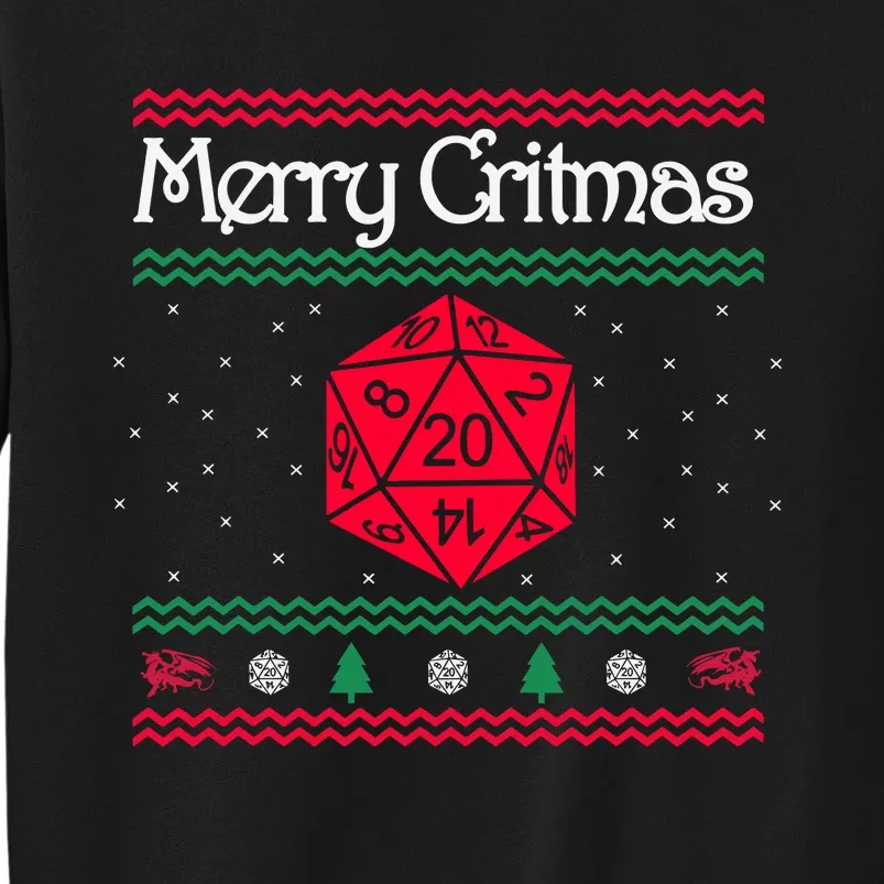 Merry Critmas Christmas D20 Rpg Board Game Role Play Tall Sweatshirt