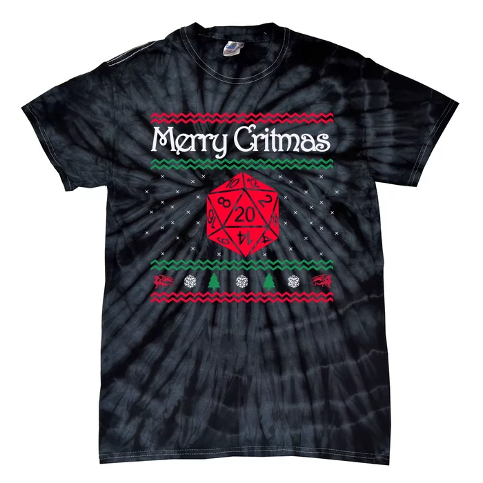 Merry Critmas Christmas D20 Rpg Board Game Role Play Tie-Dye T-Shirt