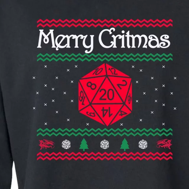 Merry Critmas Christmas D20 Rpg Board Game Role Play Cropped Pullover Crew