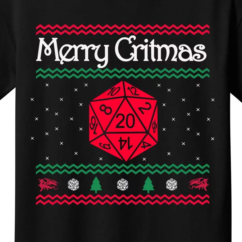 Merry Critmas Christmas D20 Rpg Board Game Role Play Kids T-Shirt